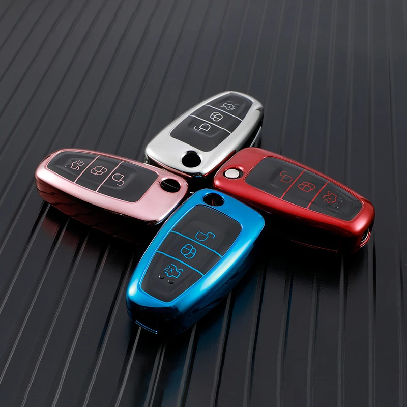 TPU Style Car Remote Key Case Cover Holder Shell Fob For  Ford Ranger C-Max S-Max Focus Galaxy Mondeo Transit Tourneo Key Chain