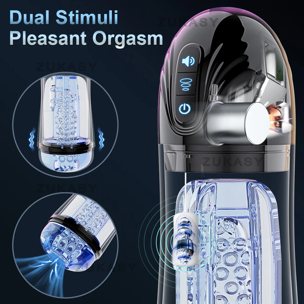 Male Masturbator Cup Transparent Automatic Vacuum Sucking Vibrating Mastubator Sex Toys Blowjob Machine Vagina Masturbation