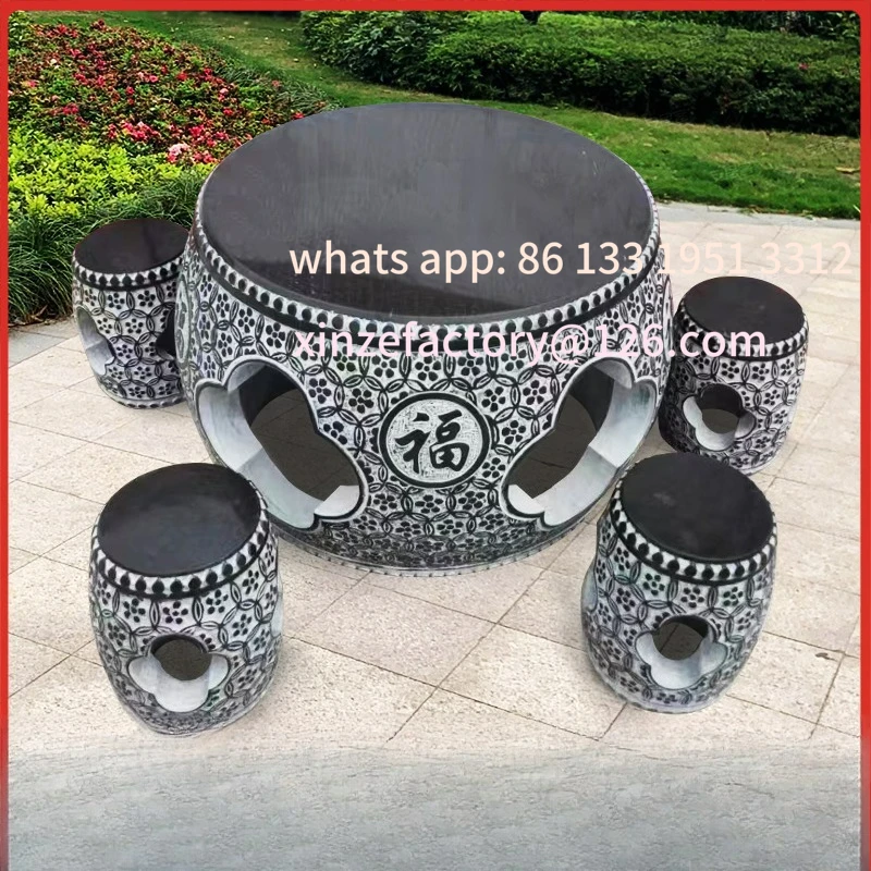 

Customizable Garden Stone Table Home Outdoor Antique Table and Chair Ornament