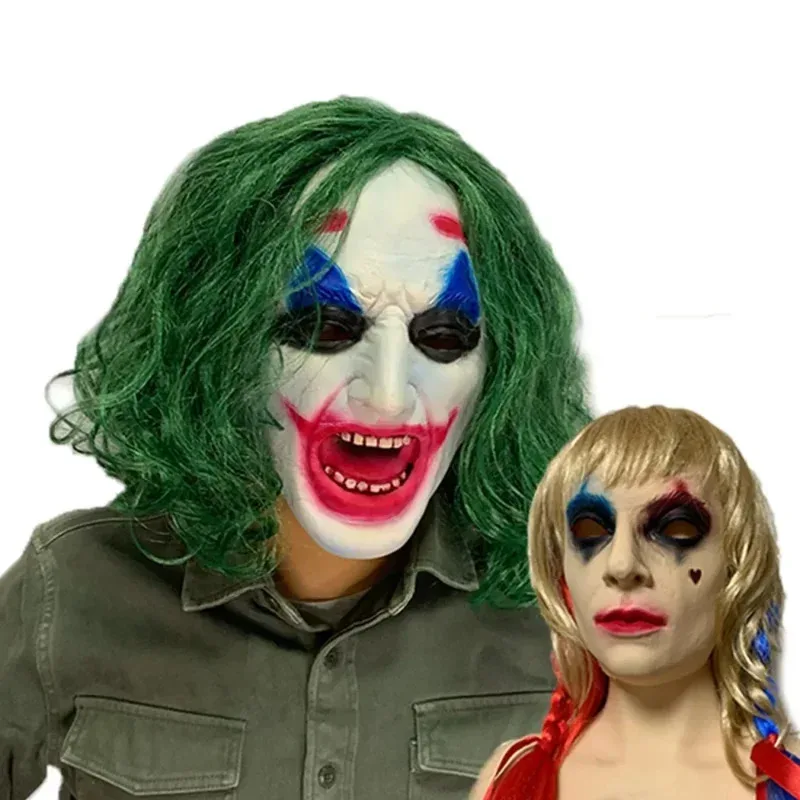 영화 2 아서 코스프레 남성용 테러 마스크와 그린 가발 미친 광대 소녀 역할 놀이 헤드기어 할로윈 카니발 파티;3'v,6.h;8'