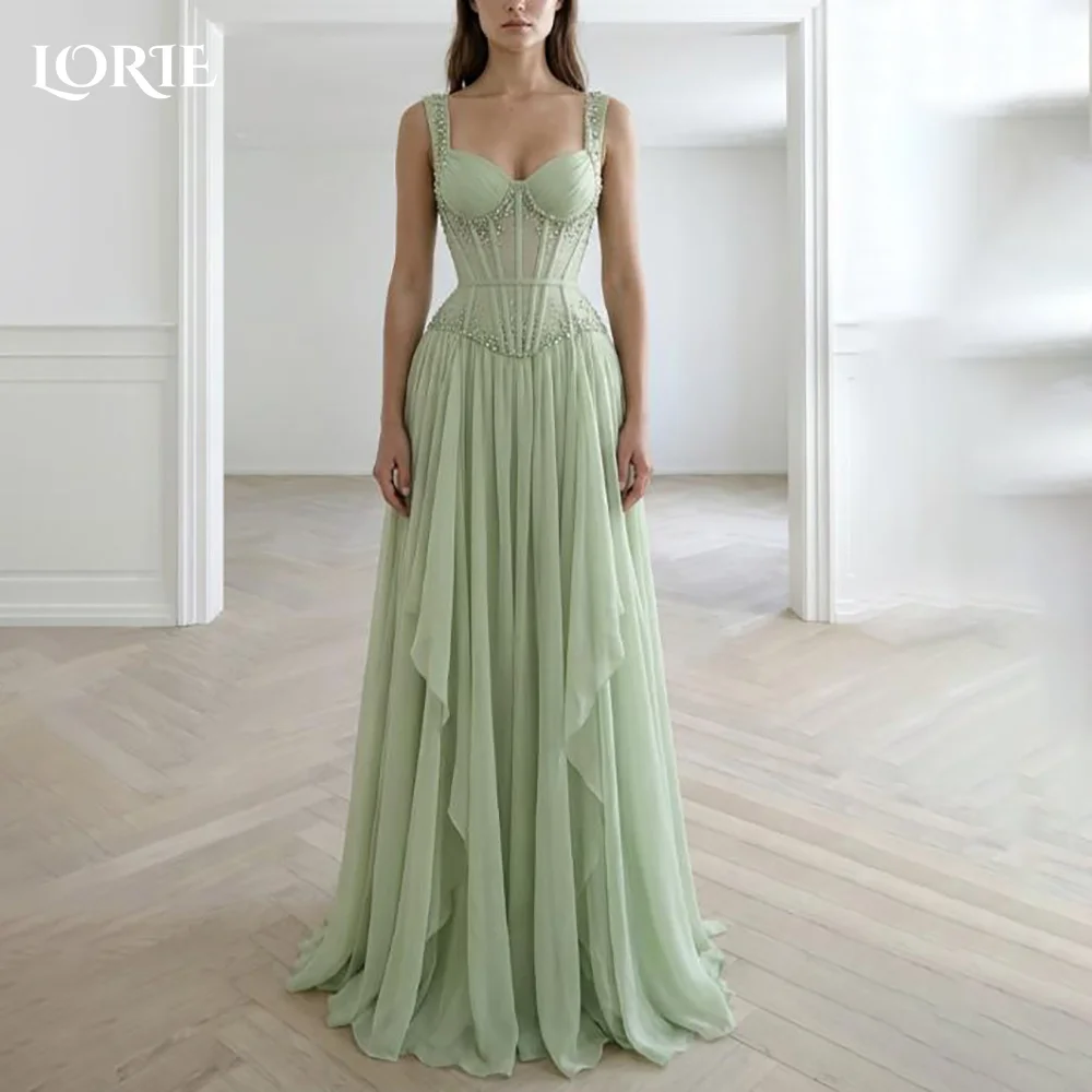 

LORIE ShinyArabia Evening DressShiny Pleats Floor Length Mermaid Prom Dresses Pleats Illsion Ball Tulle Party Gown Customized