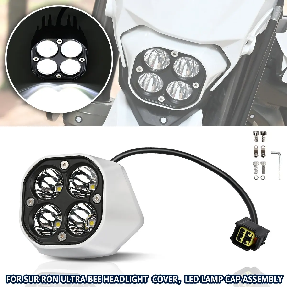 

Motorcycles Front Headlight Kit Cover LED Lamp Cap Assembly Headlamp Accessories Bike Motor Off-Road For Sur Ron Ultra Bee 2023+