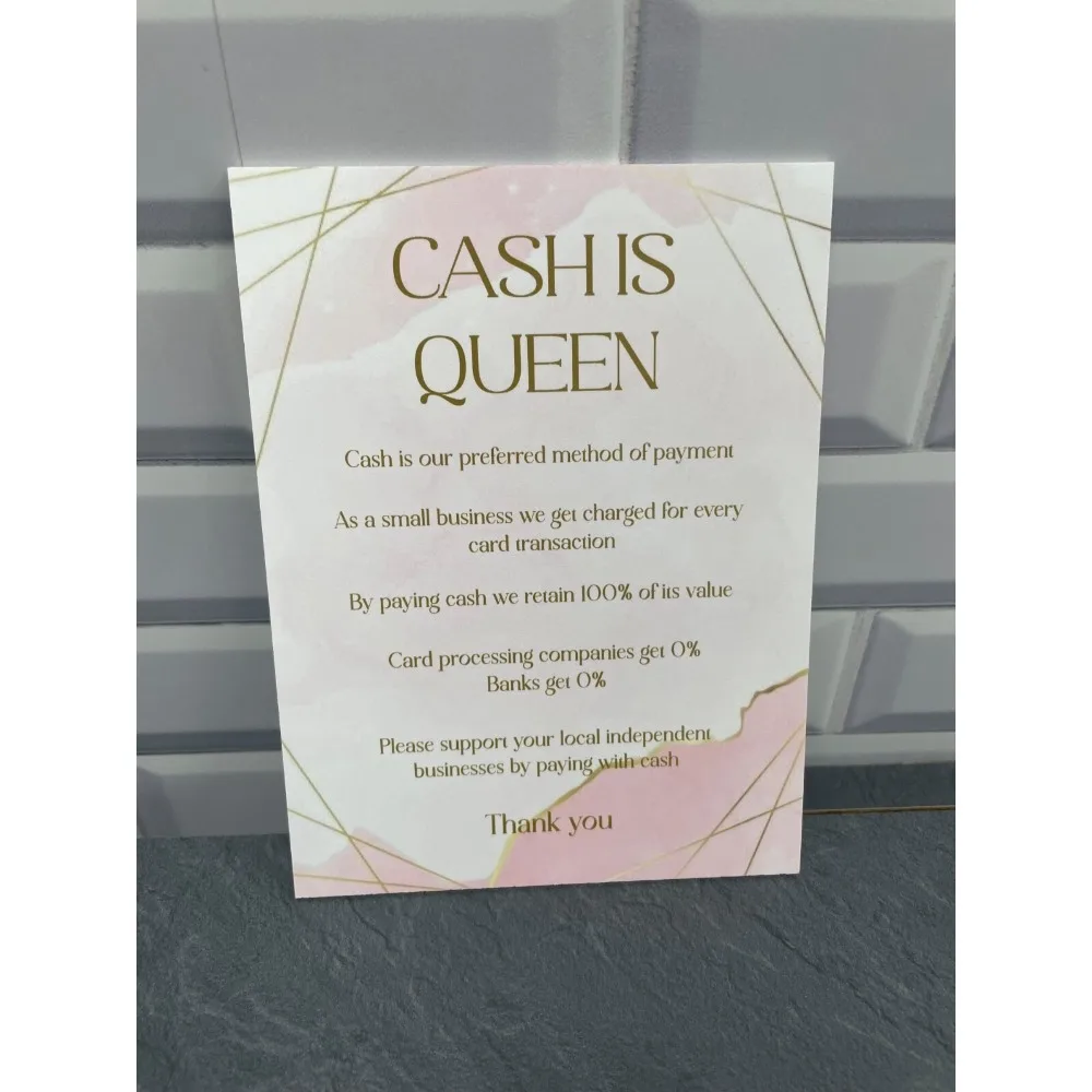 Cash is Queen Payment Sign for Salon Shop Cafe Posters Pictures Canvas Wall Art Home Decor Paintings for Living Room Decoration