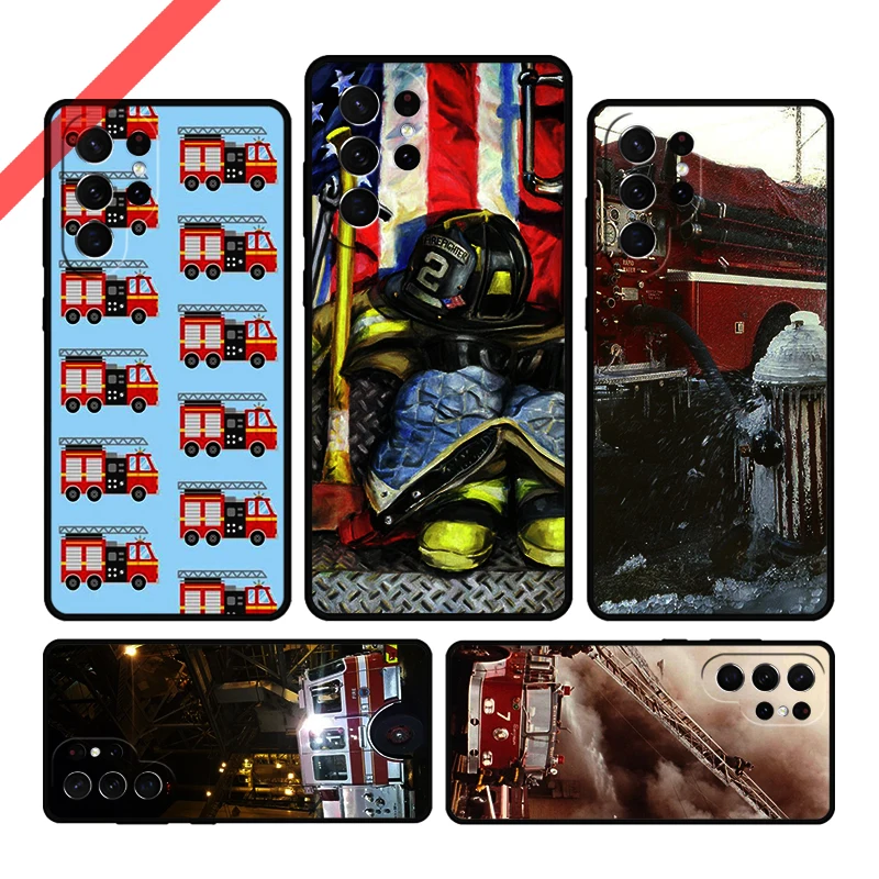 Fire Truck Phone Case For Samsung Galaxy S20 FE S21 S10 S23 Plus S24 S22 Ultra Coque Note20 Note10 S9 S8 Cover Capa