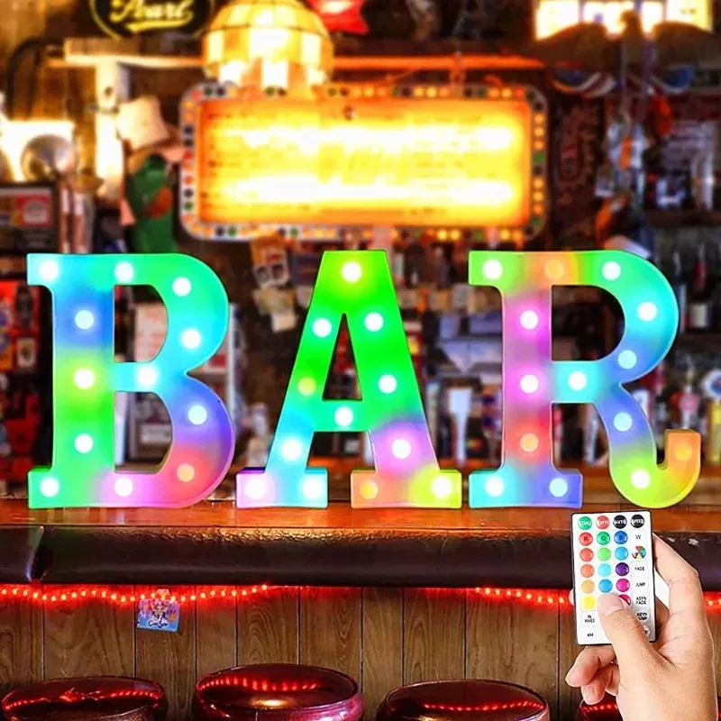 22CM Alphabet Letter LED Lights Change Color Lights Decor Luminous Letter Lamp Home Wedding Birthday Christmas Party Decoration