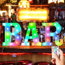 22CM Alphabet Letter LED Lights Change Color Lights Decor Luminous Letter Lamp Home Wedding Birthday Christmas Party Decoration