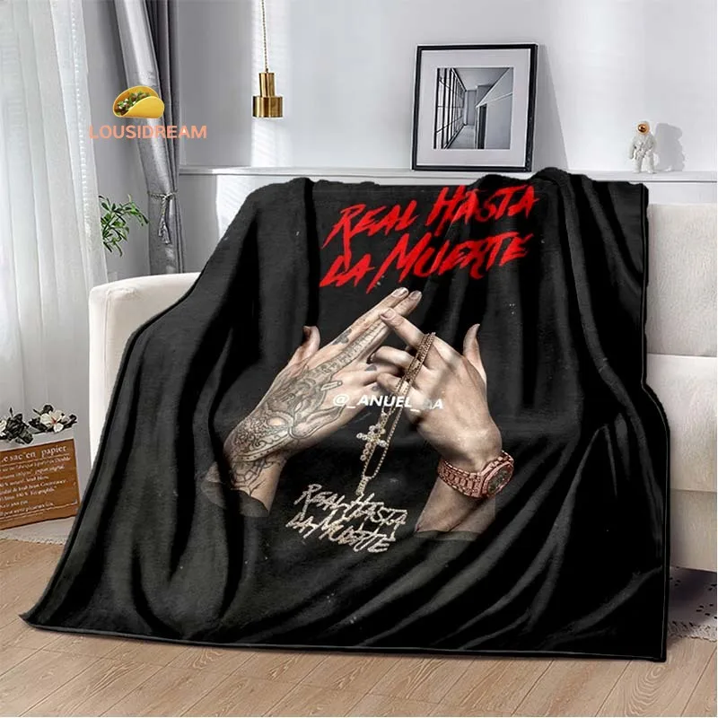 Hiphop Rapper Anuel-AA Flannel Soft Warm Blanket Retro Blanket Bed Bedroom Living Room Sofa Travel Picnic Blanket Birthday Gift