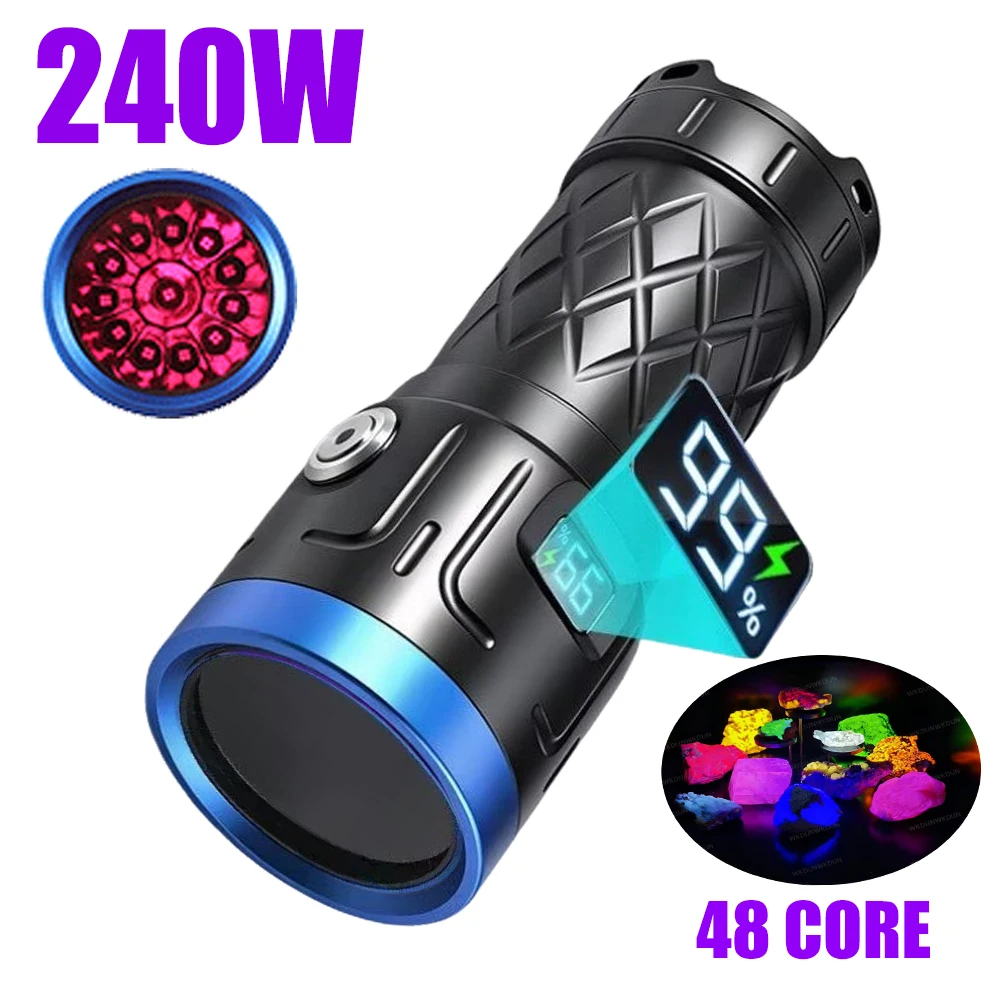 lampe-uv-240w-6-cœurs-365nm-lampe-torche-uv-led-puissante-lumiere-noire-rechargeable-par-usb-pour-detecter-les-taches-d'urine-les-champignons-les-scorpions-et-les-faux-billets