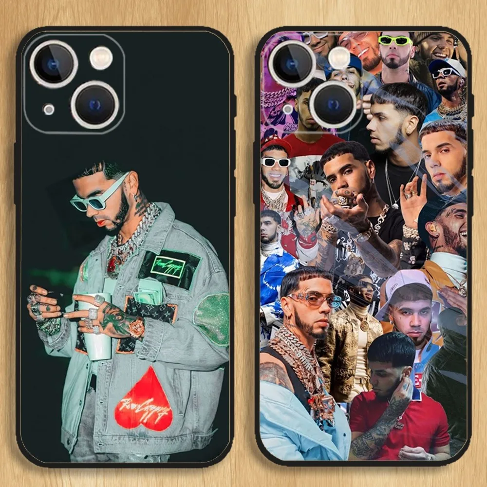 Anuel AA Rapper Phone Case For iPhone15,14,13,12,11,Pro,Max,Plus,Mini,X,XS,XR,8,7,6,S,Plus,SE Soft Black Case