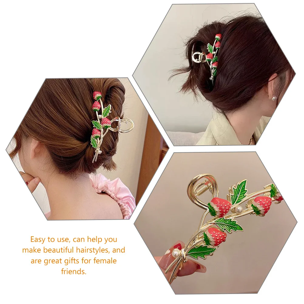 

2Pcs Hair Claw Clips Strawberry Metal Jaw Clips for Women Nonslip Durable Hair Accessories for Elegant Hairstyling