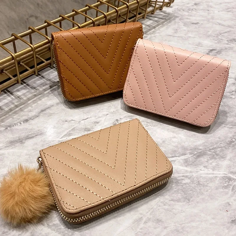 

Женский короткий кошелек из искусственной кожи, вместительный Дамский бумажник для мелочи, кредитница, однотонный шерстяной клатч с бабочкой и зажимом для денег
