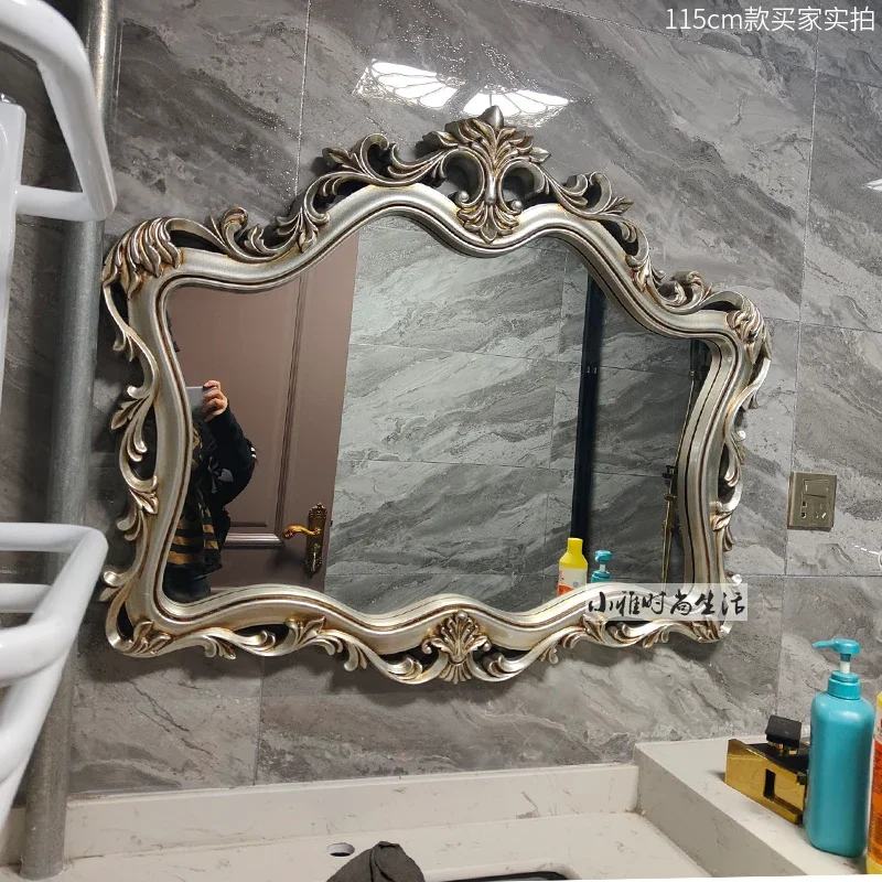 Vintage Wavy Mirror Shower Living Room Aesthetic Wall Art Bedroom Makeup Garden Modern Mirror Princess Hogar Home Decorations