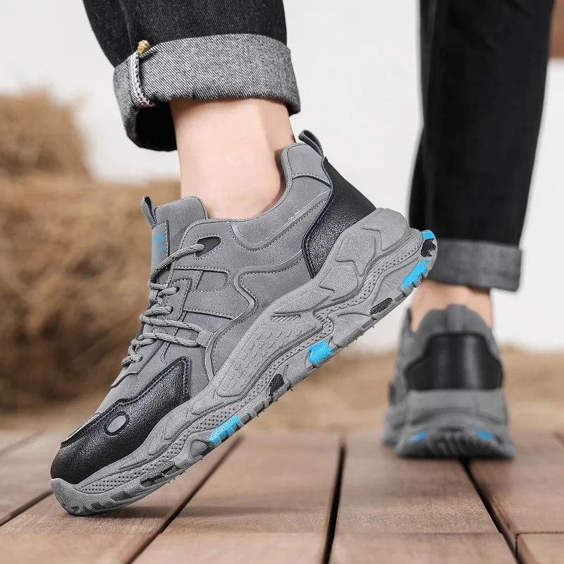 

New Men Safety Work Shoes Winter Autumn Comfortable Wear-resistant Sneakers High Quality Men Non Slip Vintage Casual Hiking Shoe