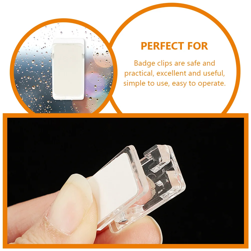 35 Pcs Acrylic Self-Adhesive Clip Work Cute Paper Clips Plastic Badge for Id Card