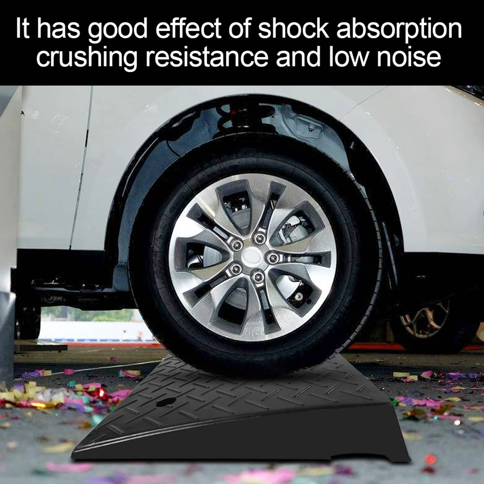 Car Rubber Ramp Rubber Curb Ramp Heavy Duty Rubber Curb Ramps for Car Vehicle Motorbike Wheelchair Threshold Ramp