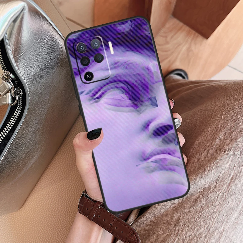 Vaporwave Aesthetic Plaster Statue Funda Case For OPPO A98 A78 A58 A96 A76 A16 A17 A15 A5 A9 A53 A54 A74 A94 A52 A72 A57S A54S