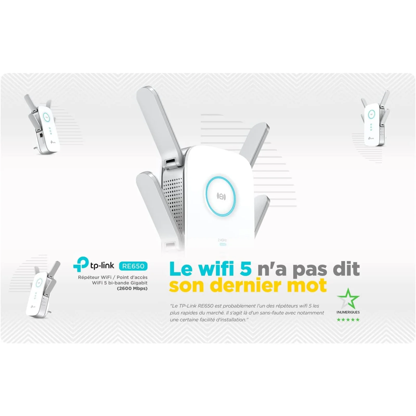 TP-Link AC2600 WiFi Extender RE650 Up to 2600Mbps Dual Band WiFi Range Extender Gigabit Port Internet Booster Repeater Access P.