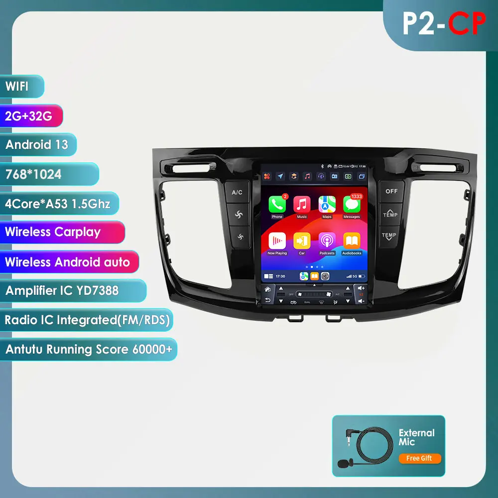 Hizpo 9.7 inch Tesla-stijl autoradio voor Ford Transit Custom 2021 - 2023 Android Auto 4G Wireless Carplay DSP Multimedia Player 2Din Stereo Autoradio Navigatie GPS Auto AI Intelligente Systemen