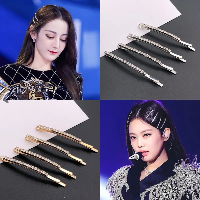 

Internet celebrity explosion diamond-encrusted metal edge clip female Korean version ins feng shui diamond bb clip word clip