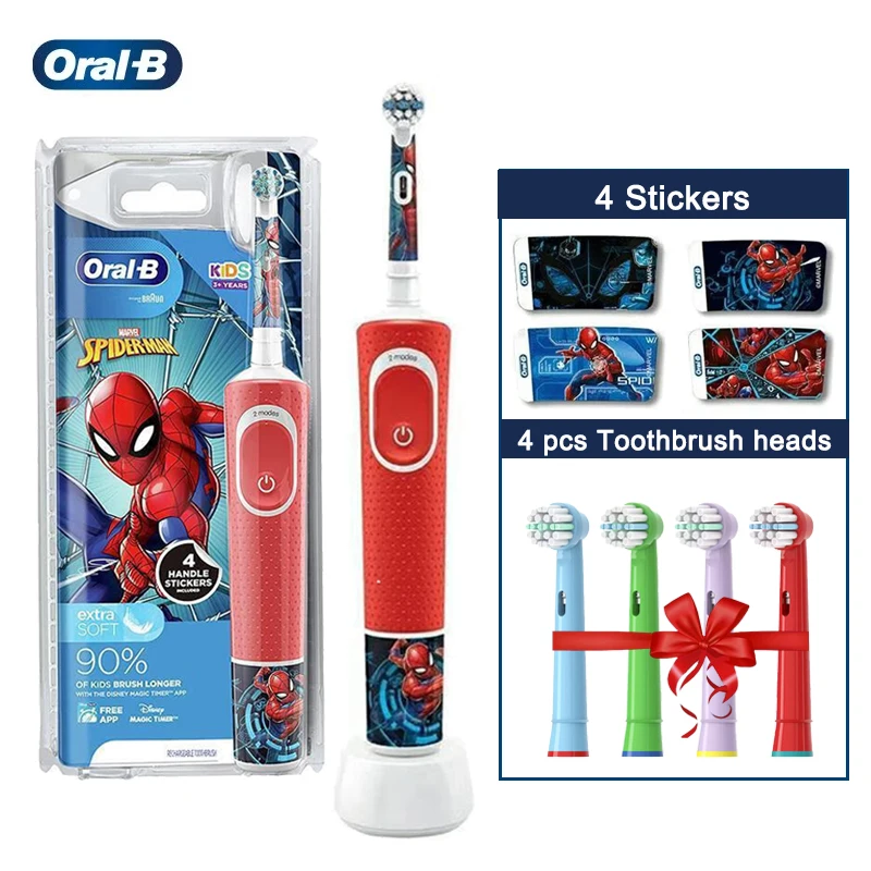 Oral-B D100K Children Electric Toothbrush Rechargeable Kid's Toothbrush Gentle Clean Soft Bristles Gentle Clean Extra Brush Head