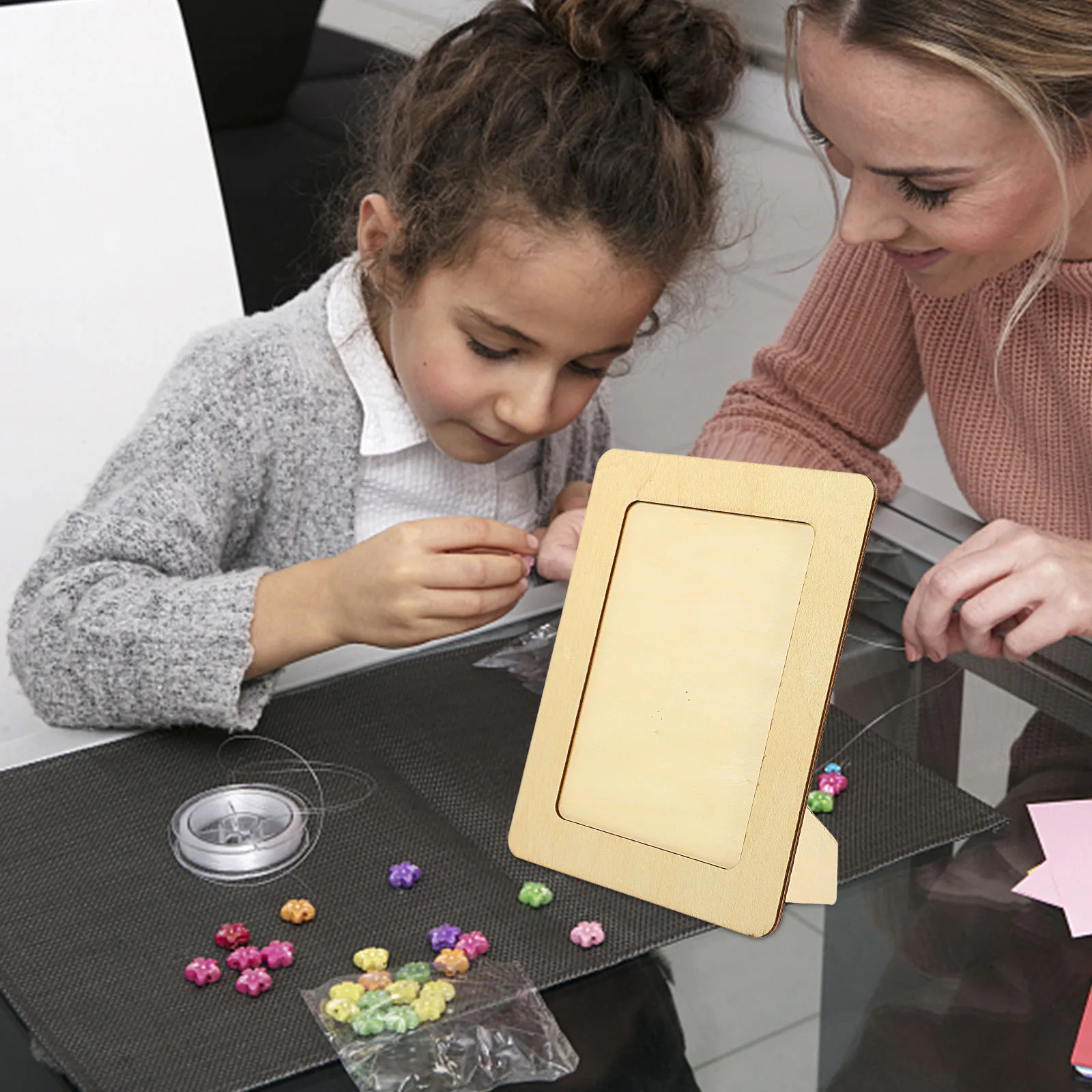 6Pcs DIY Photo Frame Materials Wooden Unfinished Kit for Handmade Decoration Clay Frame Mold Educational Craft Activity Set