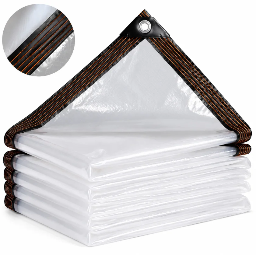 Clear Tarpaulin Sheet Outdoor Plant Protection Sun-Blocking Cover for Balconies Greenhouses Easy-to-install Waterproof Sheet