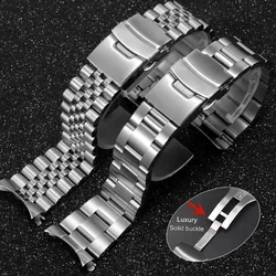 Luxury Solid Stainless Steel Band 18mm 19mm 20mm 21mm 22mm 23mm 24mm 26/28/30mm Strap for Seiko Curved Belt Watch Accessories