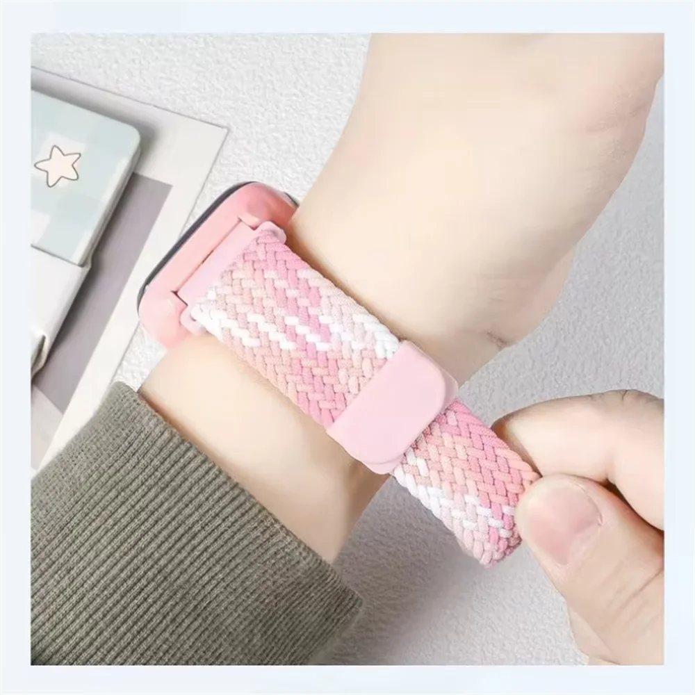 Braided Nylon Magnetic Watch Strap 15mm/17mm Kids Smart Watch Breathable Elastic Wristband Fit for Xiaomi & Mitu R Smart Watches view 6