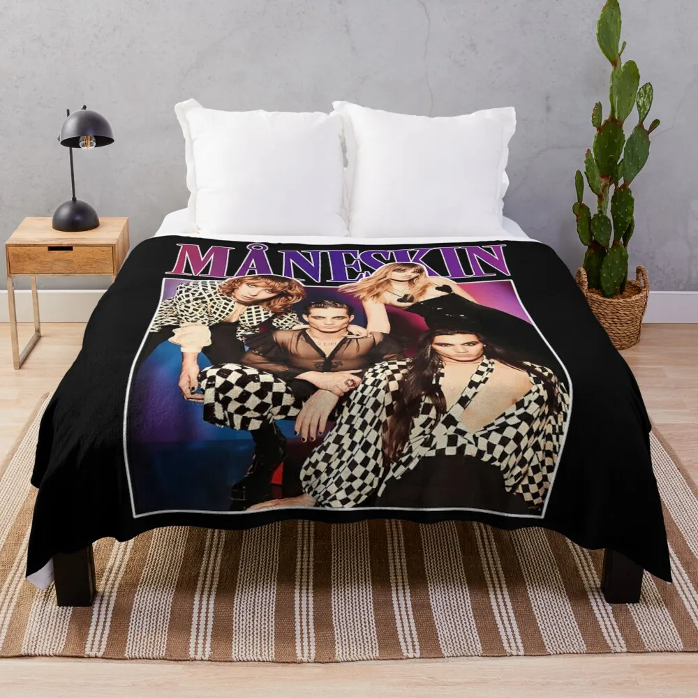 Maneskin M?neskin - Winners of Eurovision Song Contest 2021 Italy Zitti E Buoni Retro Vintage Throw Blanket