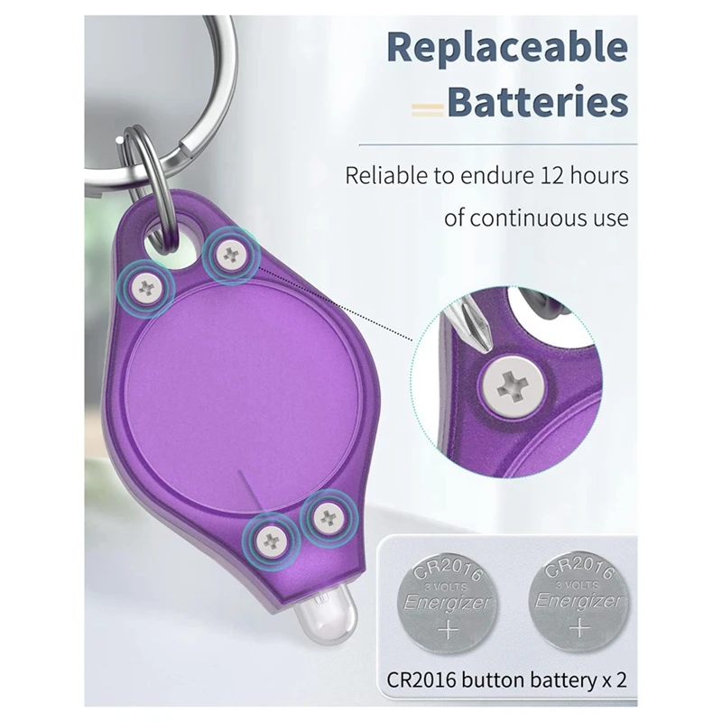 Set senter neon bertenaga baterai, 10 Lumen detektor lampu ungu portabel, 20 pak