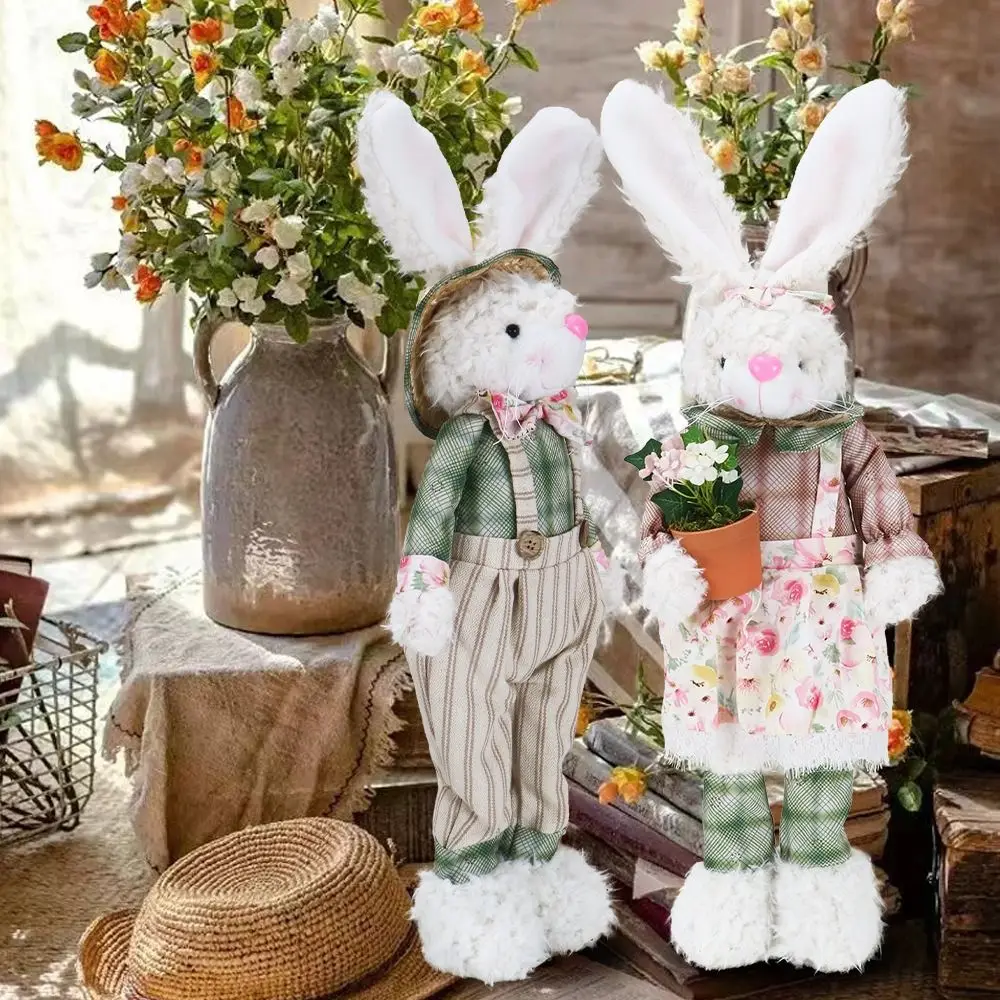 

Funny Large Easter Bunny Doll Standing Long Leg Rabbit Doll Ornaments Cartoon Cute Merry Easter Decoration Children Easter Gift