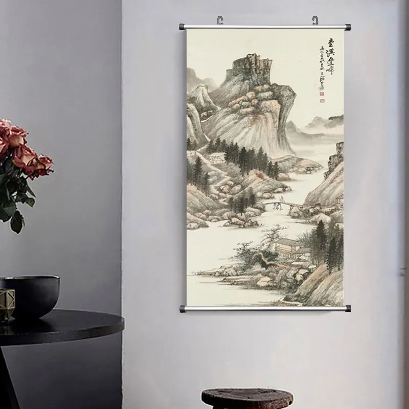 Zhang Daqian Ancient Chinese Brush Painting Print Canvas ink Landscape wall Picture For Living Room Study home decor Frame