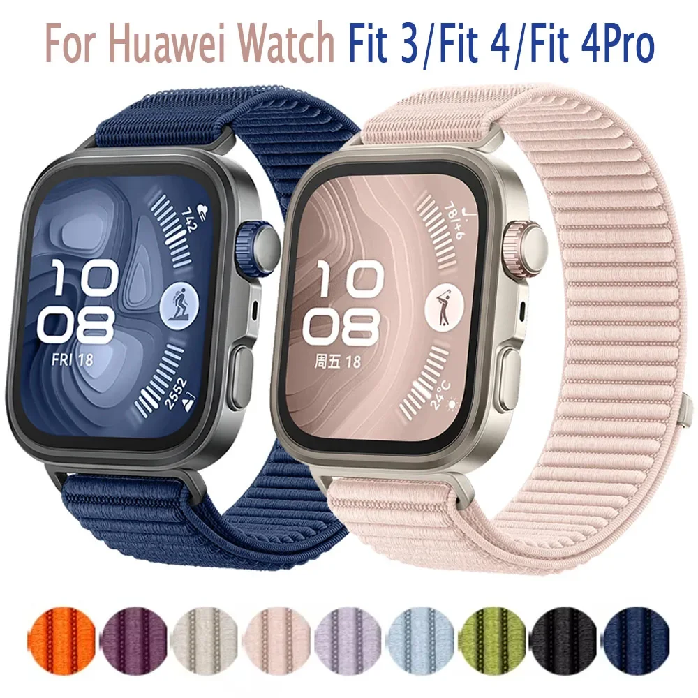 

Нейлоновый ремешок с полевой петлей для Huawei Watch Fit 4 Pro, тканый спортивный браслет для умных часов Huawei Watch Fit 3/4, браслет, ремешок для часов