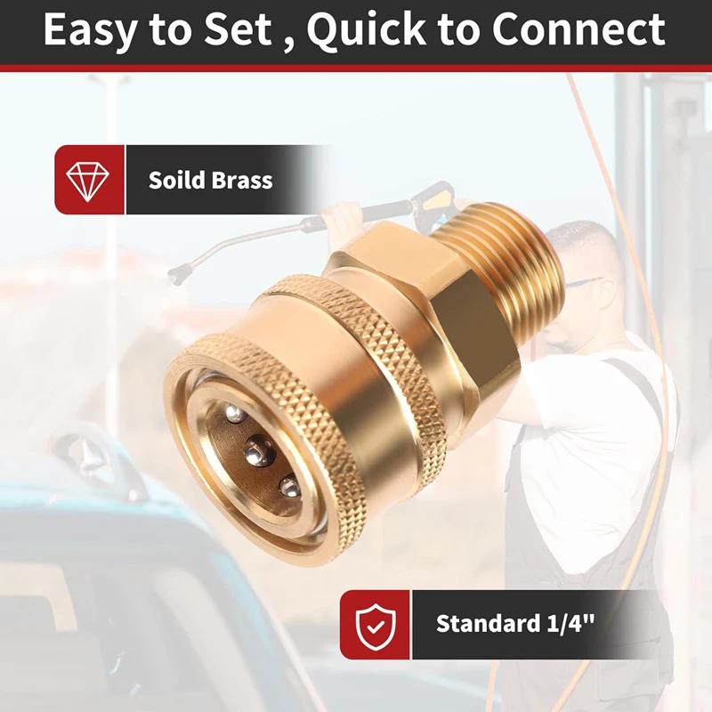 Non Rust Pressure Washer Accessories Coupler 1/4 inch Male Female Quick Connect Washing Car for Most Pressure Washer Equipment