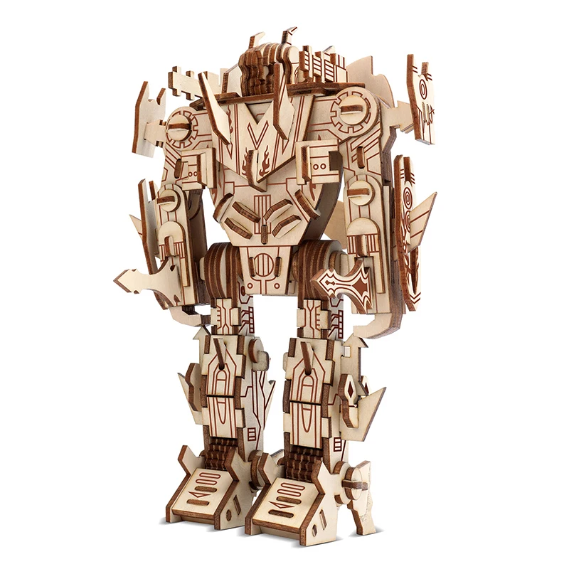 Kendo Robot Wooden 3D Puzzle DIY Handmade Model Kids Educational Toys For Children Boys Home Decoration