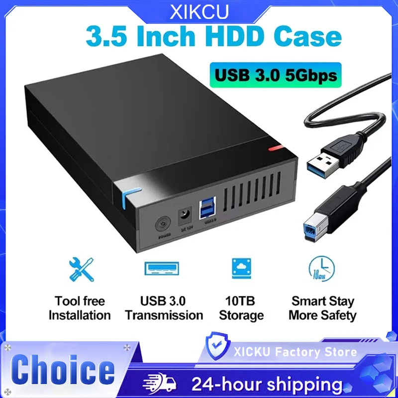 

3.5 Inch SSD HDD Case External Hard Drive Enclosure SATA SSD HDD UASP USB 3.0 to SATA III 10TB Hard Drive SSD Case for PC Lapop