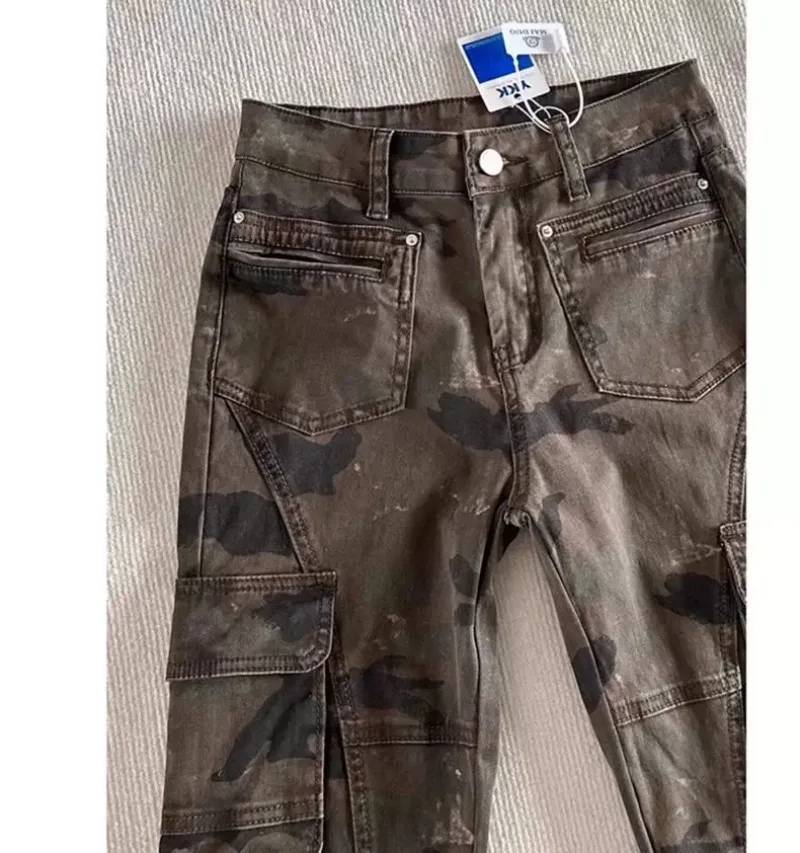 Одежда Y2k Мужские роскошные камуфляжные комбинезоны 2000-х годов Ретро Cleanfit High Street Высокие брюки Micro Machete расклешенные джинсы Одежда для мужчин