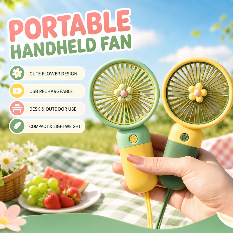 1/2pc Summer Mini Fan Portable Handheld Cute Student Desktop USB Rechargeable Electric Fan for Outdoor Camping Travel Pocket Fan