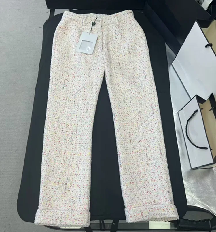 Customization European women's fashion 2026 spring new styles Long-sleeved V-neck single-button tweed coat and pants set