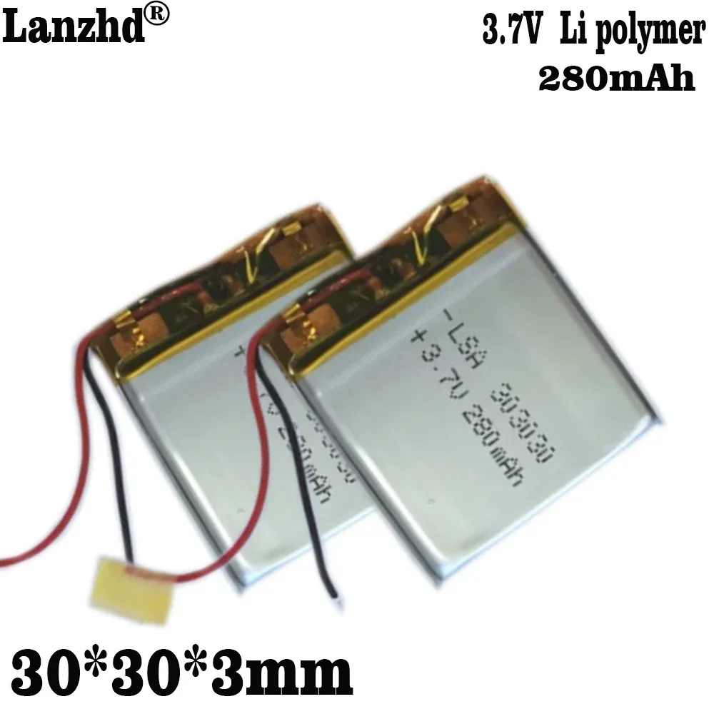 Batería de iones de litio de polímero li-po para monitoreo de dispositivos médicos, equipo digital inteligente usable, 1-12 piezas, 303030 Li, 3,7 V, 280mAh