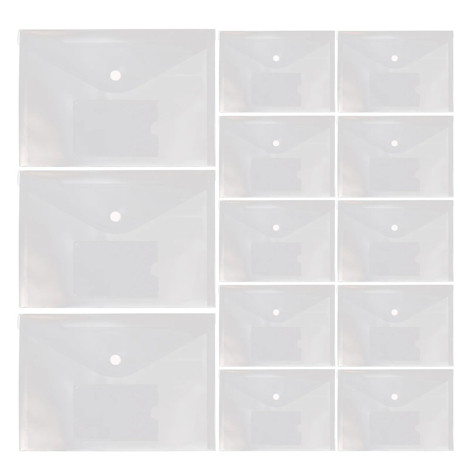 12 Pcs Button File Bag Envelopes Transparent Document Organizer Holder Invoices Pp Clear Zipper Pouches A5 Storage Office