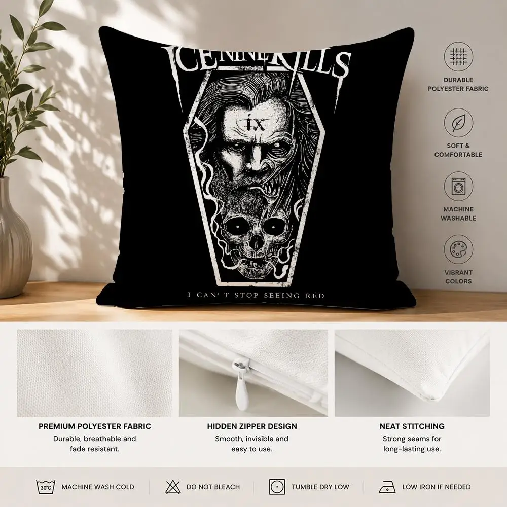 I-Ice-Nine K-Kills Band Cushion Cover 40x40cm Square Decorative Sofa Cushion Cover Bedroom Living Room Home Decor Gift