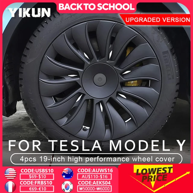 4 szt. Kołpaków samochodowych nakładka na piastę pełne akcesoria do obręcz osłona Tesla Model Y 19 Cal kołpaki 2018-2024