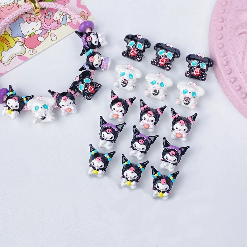 Nuevas cuentas Miniso Fashion Sanrio Kuromi adecuadas para pulseras originales de mujer, accesorios de joyería, regalos