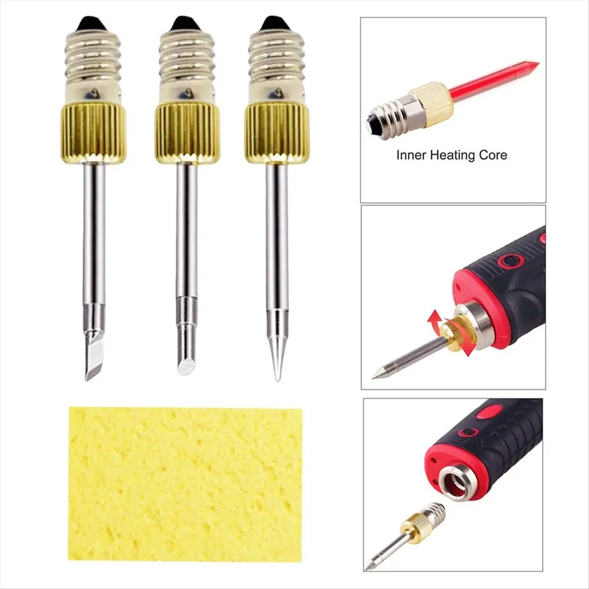 Eco-friendly 2 Pcs Soldering Iron Tip with Sponge E10 Interface Welding Tips USB Soldering Tip Soldering Tools Set B Type