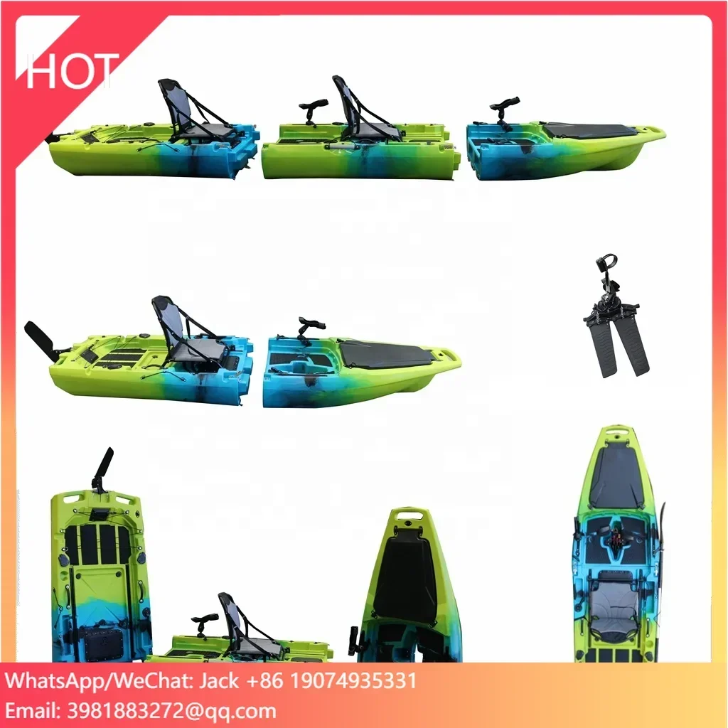 2023 New Design Model 14Ft 3 Section Pedal Kayak Double Seat 2-Person Modular Kayak Fishing Made Durable Plastic Pedal Drive