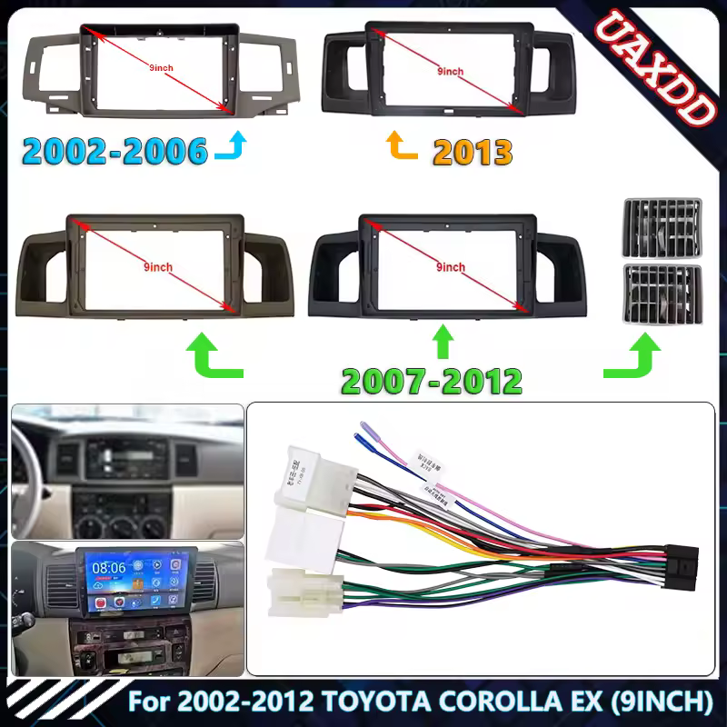 נגן DVD MP5 לרכב רדיו אנדרואיד סטריאו הרכבת מסך כבל מסגרת מזגן עבור טויוטה 2002-2013 קורולה EX 9 אינץ'