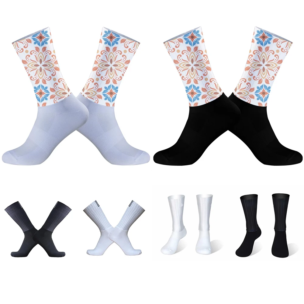 

2024 New Summer Cycling Socks Anti Slip Silicone Aero Socks Bicycle Sport Bike Socks