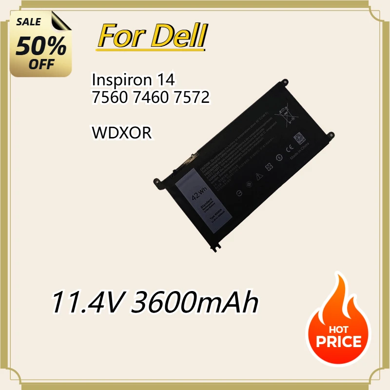 2026 New High-quality 11.4V 42Wh   Battery for Dell Inspiron 14 7560 7460 7572