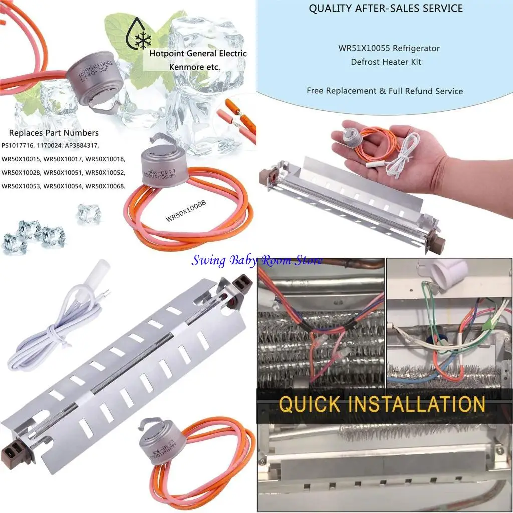 K1AD WR50X10068 Temperature Assembly WR51X10055 Refrigerator Defrost Heater